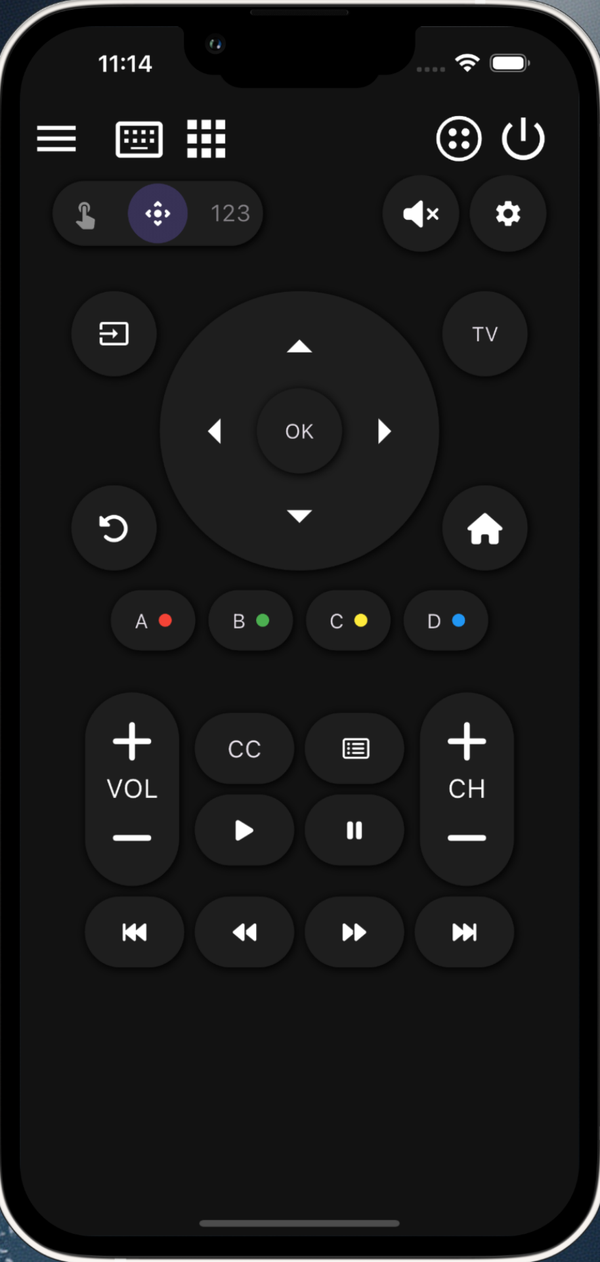 SonLink remote main screen on iPhone